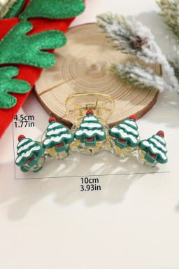 Dark Green Christmas Tree Detail Clear Hair Claw Clip