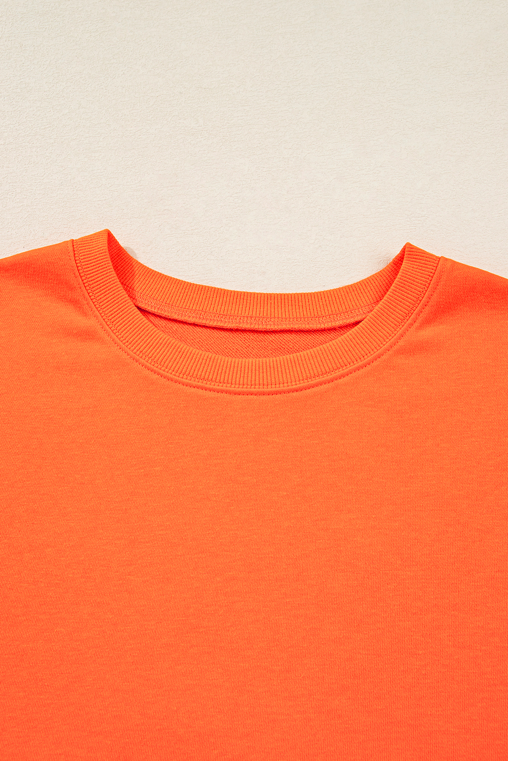 Plus Size Orange  Varsity Striped Drop Shoulder Pullover Drawstring Elastic Waistband Short Set