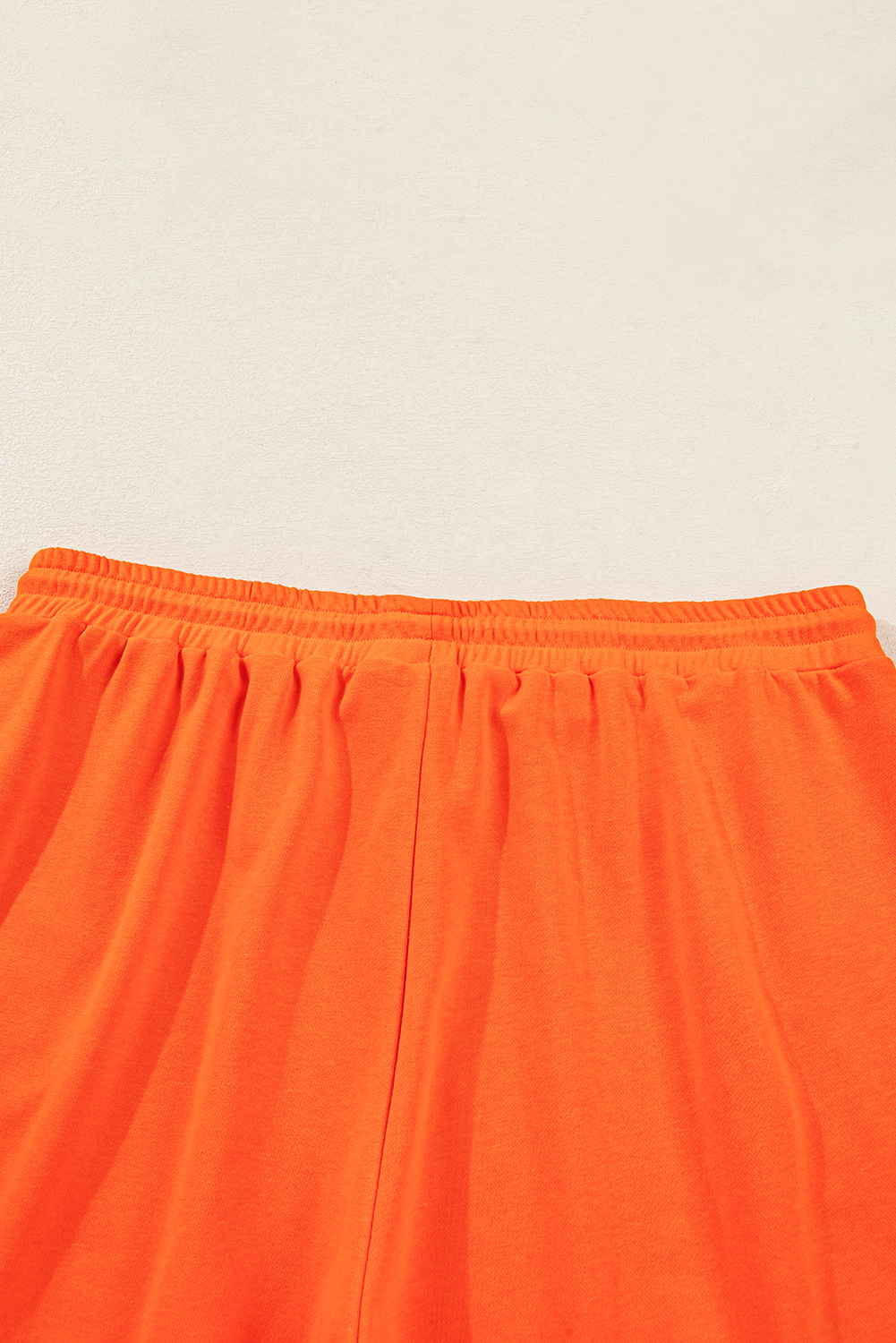 Plus Size Orange  Varsity Striped Drop Shoulder Pullover Drawstring Elastic Waistband Short Set