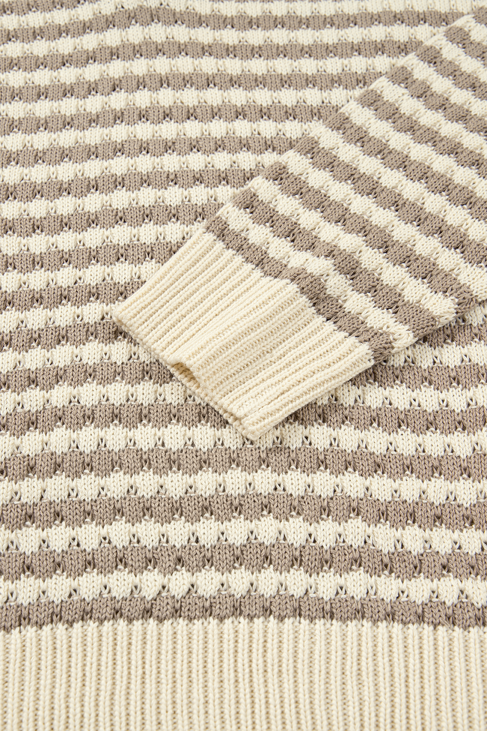 Plus Size Khaki Stripe  V Neck Drop Shoulder Sweater