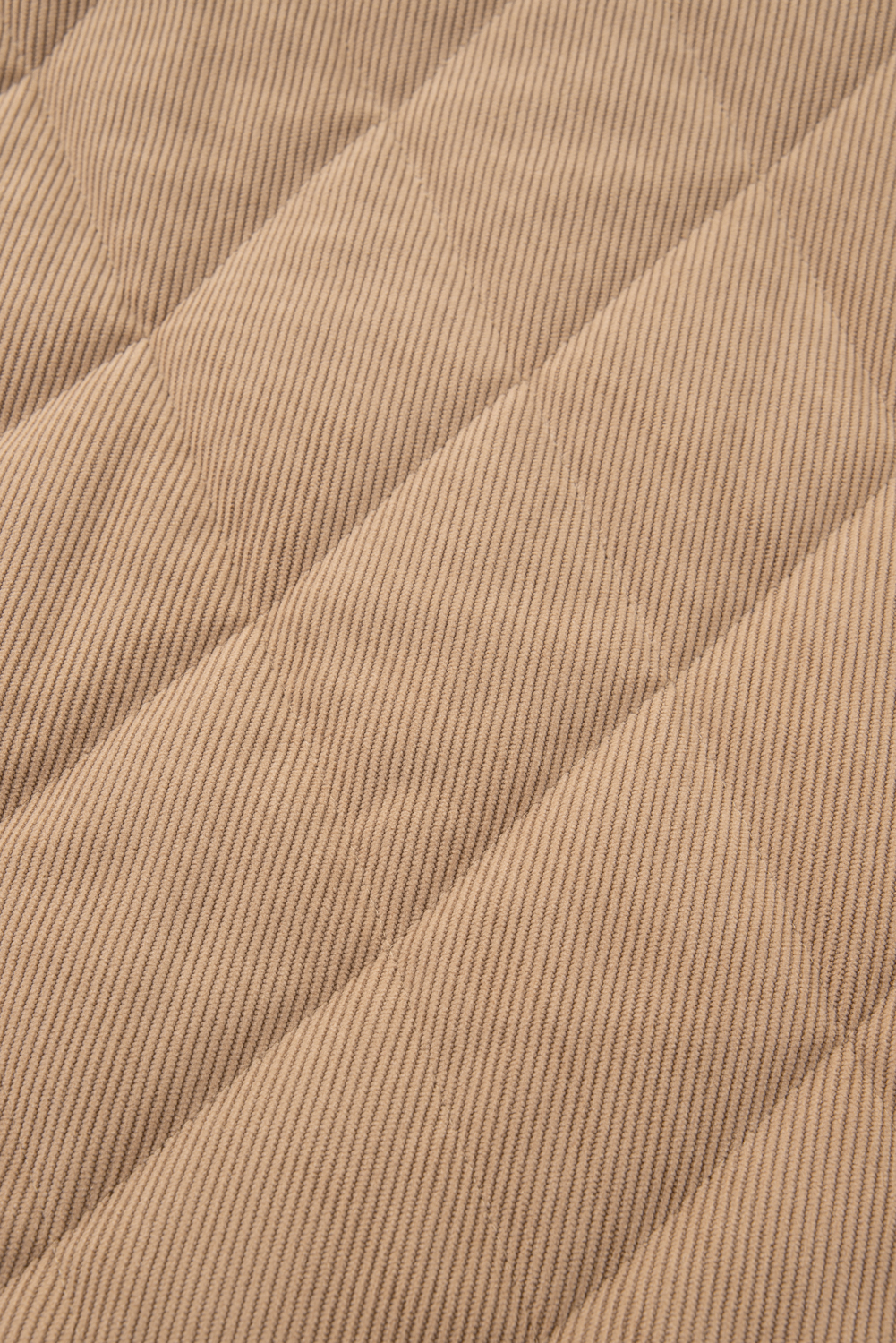 Plus Size Camel  Quilted Cord Snap Button Vest Jacket