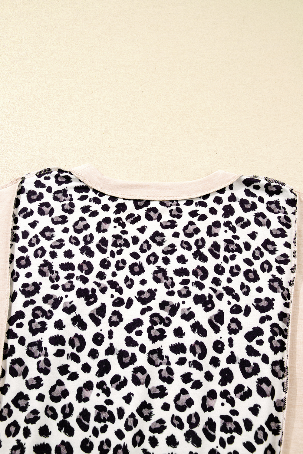 Plus Size Gray Leopard Color Block Patchwork Reverse Stitch  Baggy Pullover