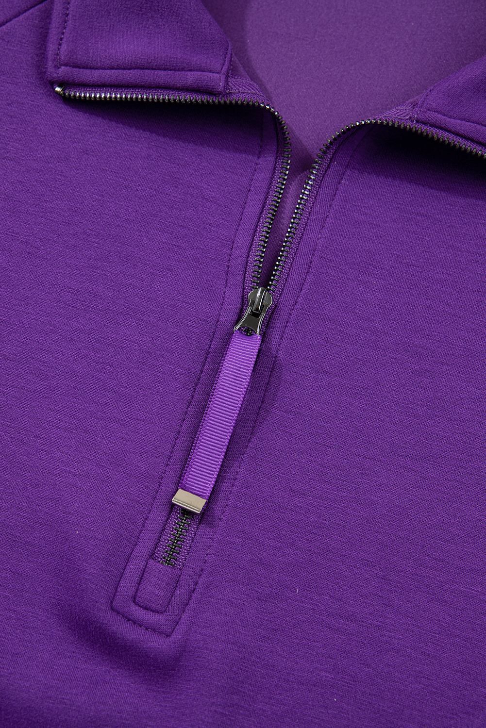 Plus Size Wisteria Collar Half Zip Pullover Mini Skirt  2pcs Set