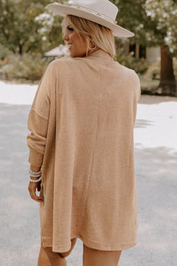 Plus Size Parchment  Drop Shoulder Knit Tunic Top