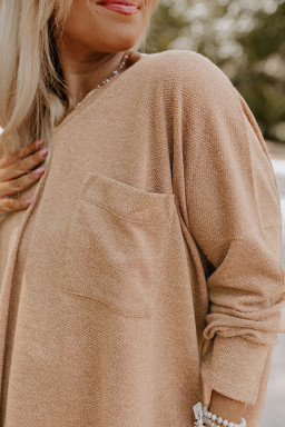Plus Size Parchment  Drop Shoulder Knit Tunic Top