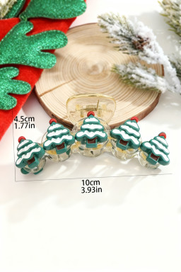 Dark Green Christmas Tree Detail Clear Hair Claw Clip