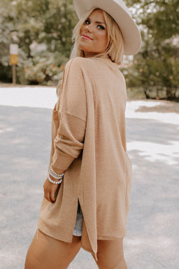 Plus Size Parchment  Drop Shoulder Knit Tunic Top