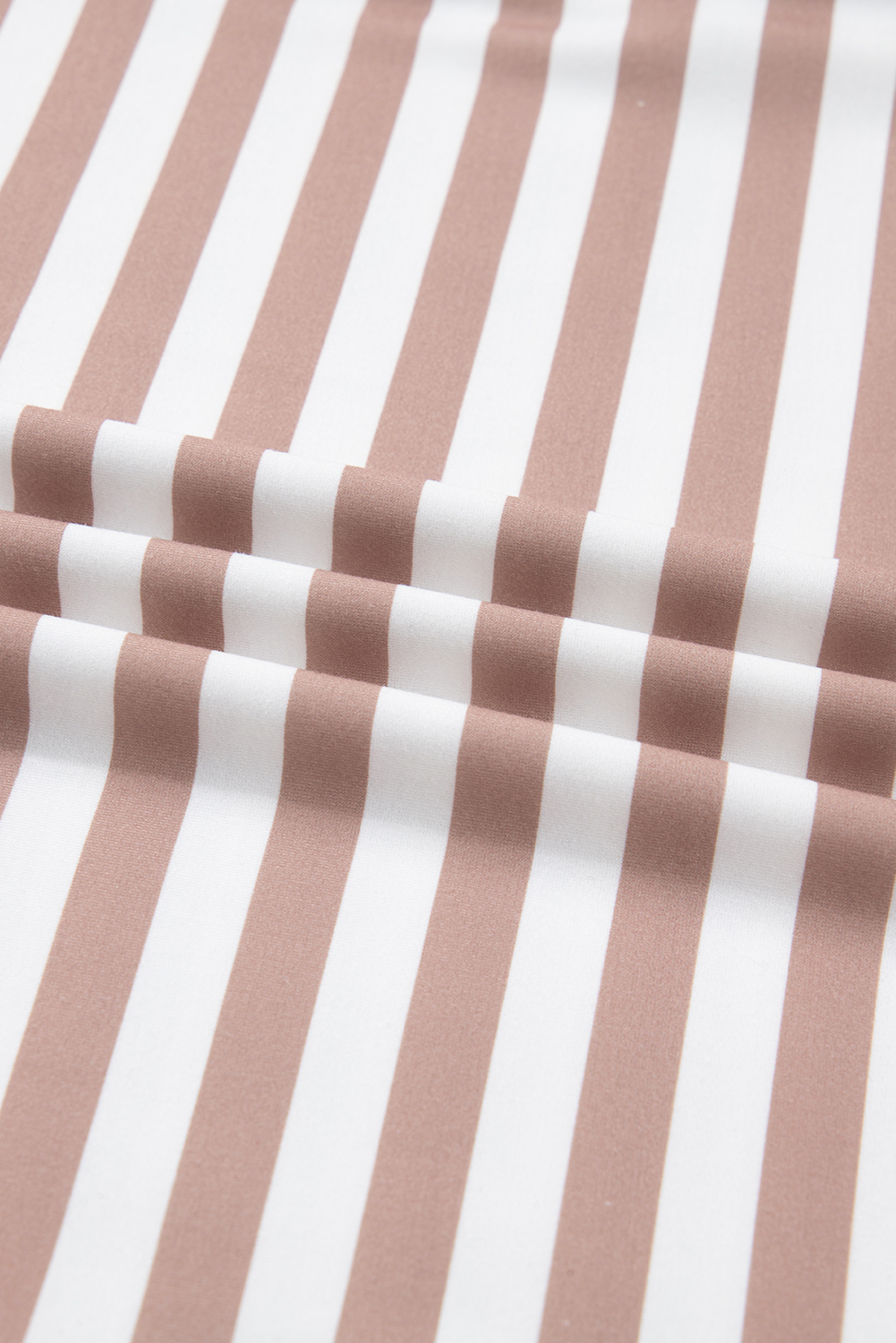 Plus Size Khaki Stripe Contrast Edge Drop Shoulder Pullover and Shorts  Set