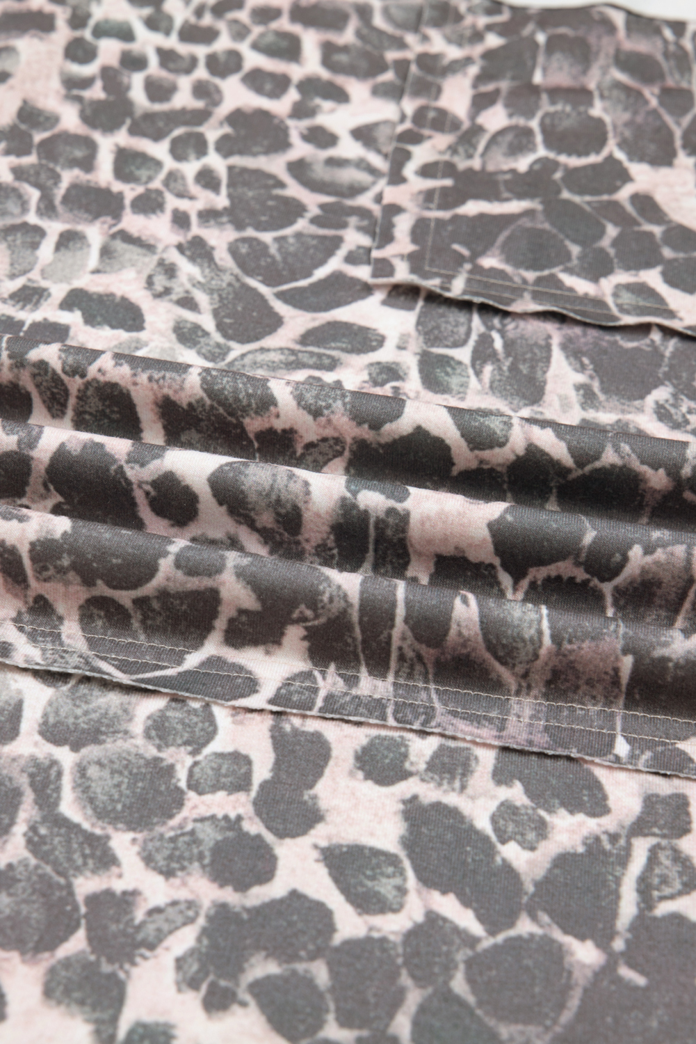 Plus Size Khaki  Leopard Print Raw Edge Patch Pocket Drawstring Loose Pants