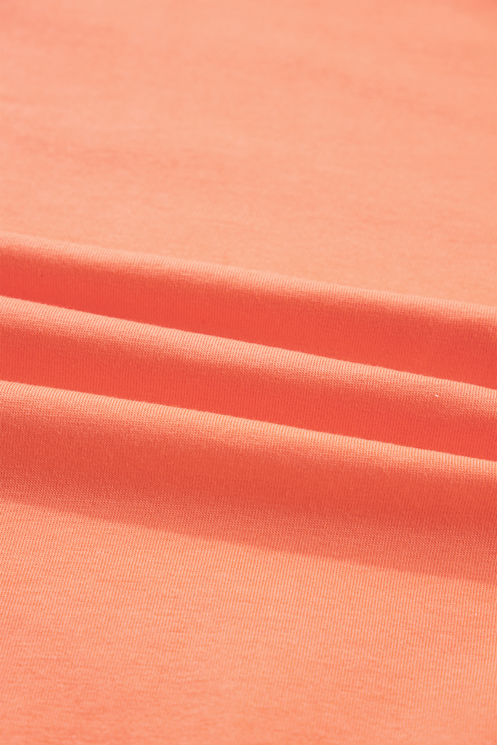 Plus Size Grapefruit Orange Plaid Flower Waffle Patched  3/4 Sleeve Top