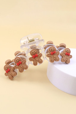 Light French Beige Cute Gingerbread Man Christmas Fashion Hair Claw Clip