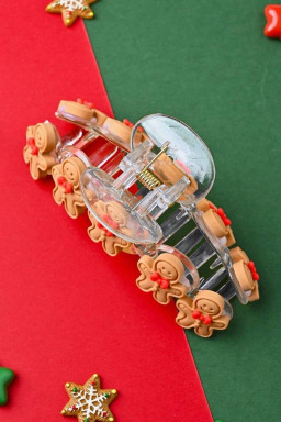 Light French Beige Cute Gingerbread Man Christmas Fashion Hair Claw Clip