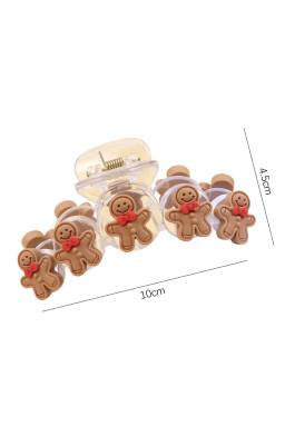 Light French Beige Cute Gingerbread Man Christmas Fashion Hair Claw Clip