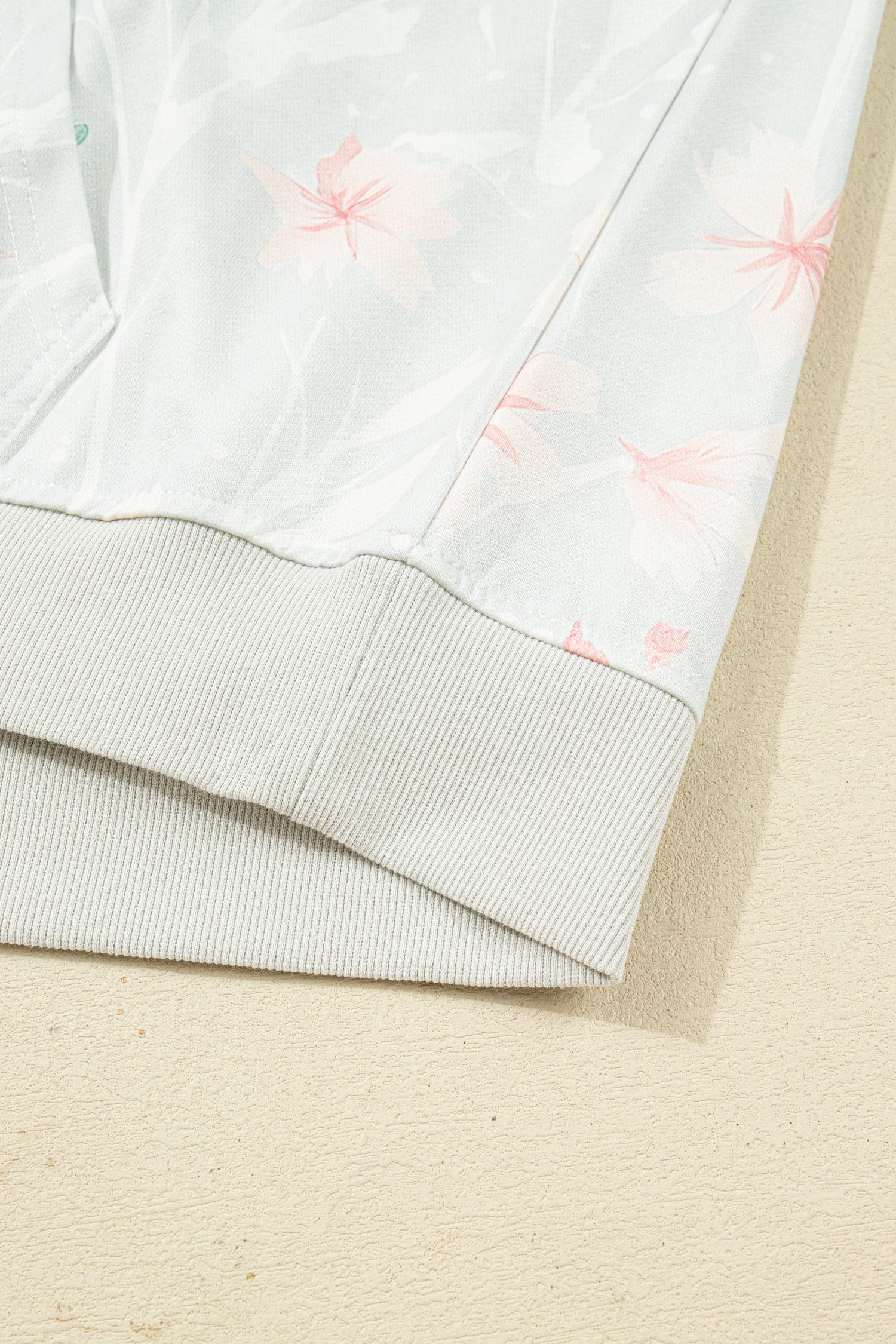 Plus Size Gray Floral Print  Loose Hoodie