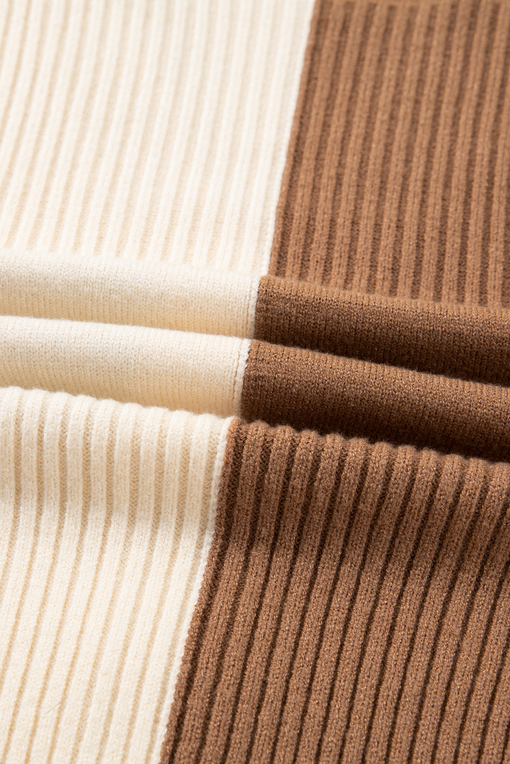 Plus Size Khaki Checkered Ribbed Texture Knit  Cardigan Sweater