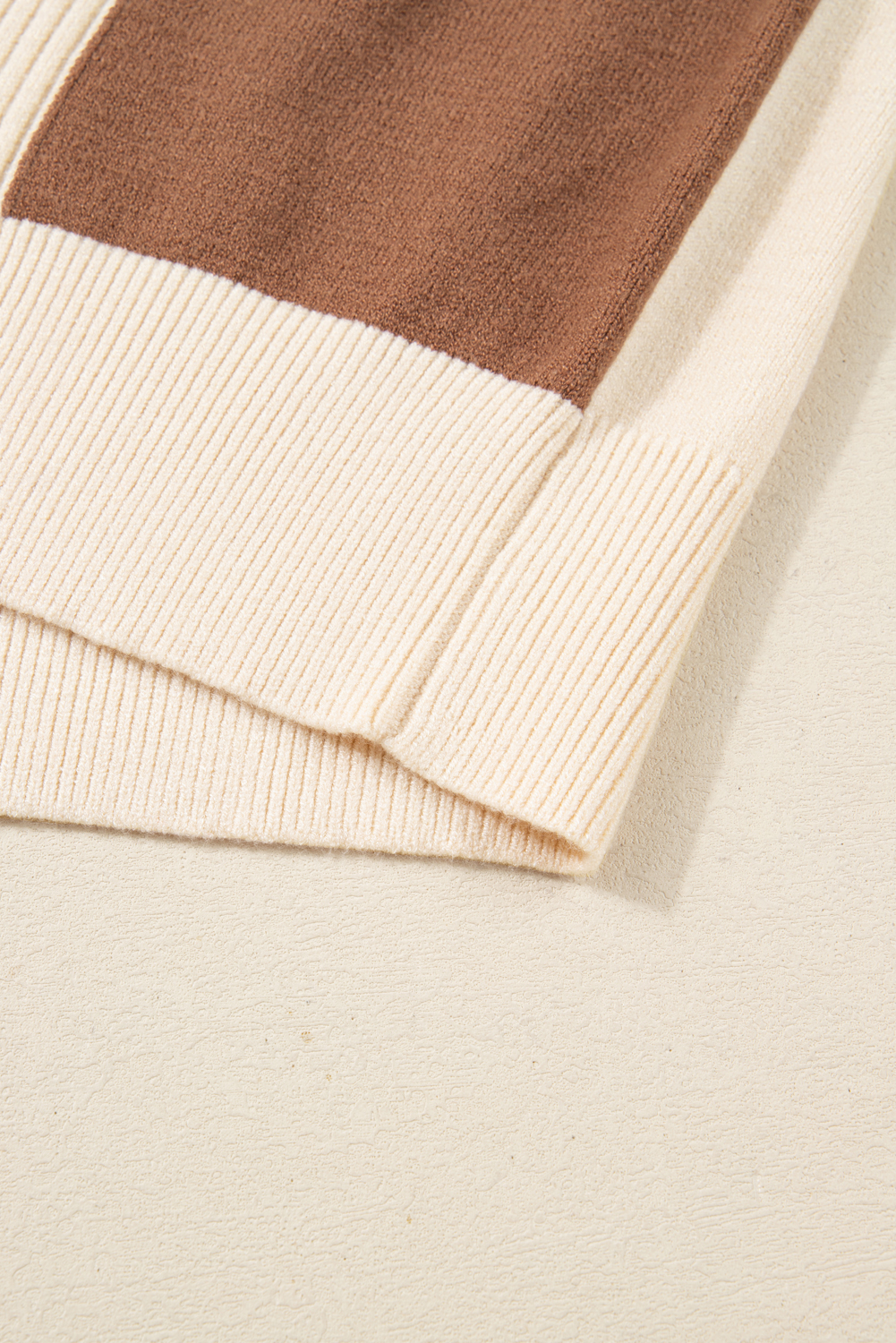 Plus Size Khaki Checkered Ribbed Texture Knit  Cardigan Sweater