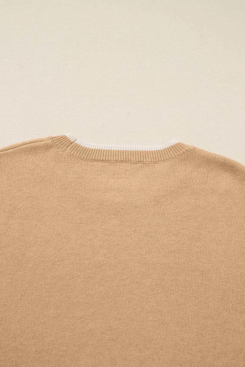 Plus Size Tan  Leopard Bow Decor Split Cuffs Loose Sweater