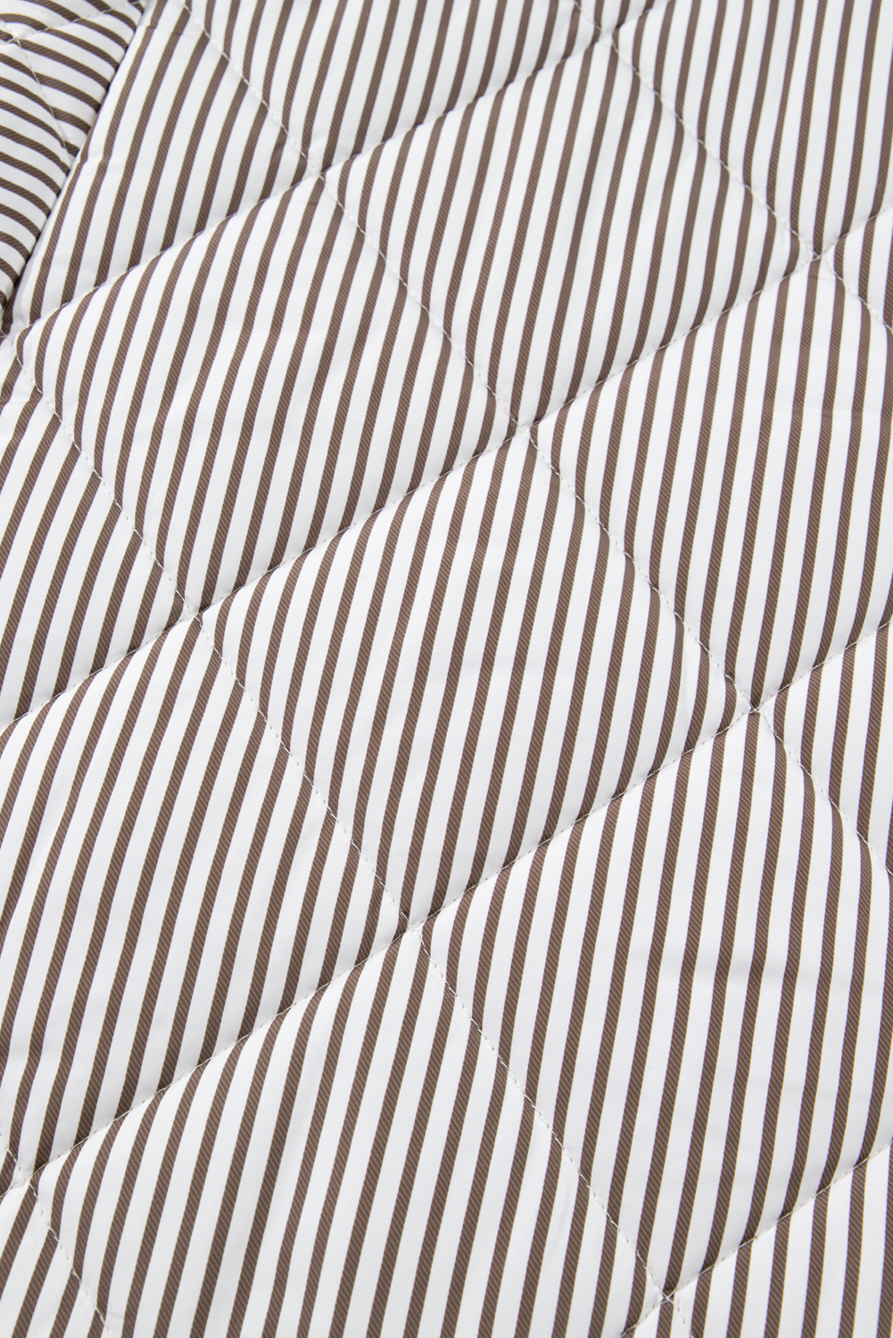 Plus Size Brown Stripe Quilted Wavy Hem Snap Button  Vest