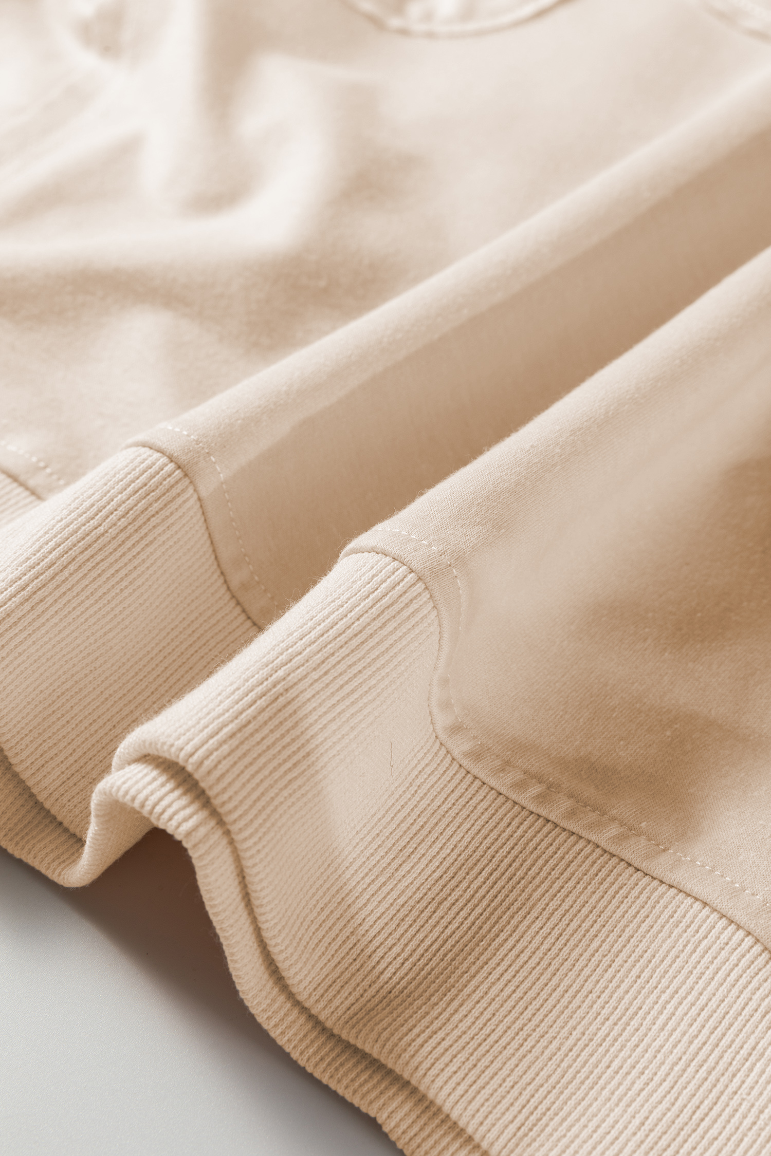 Plus Size Beige Flower Patched Mineral Wash Round Neck  Top