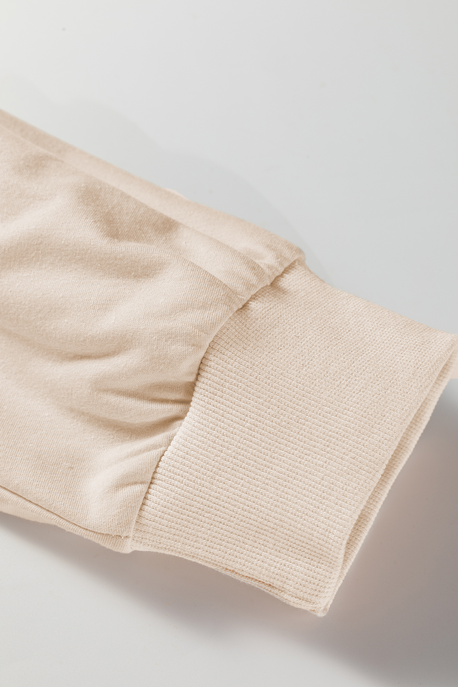 Plus Size Beige Flower Patched Mineral Wash Round Neck  Top