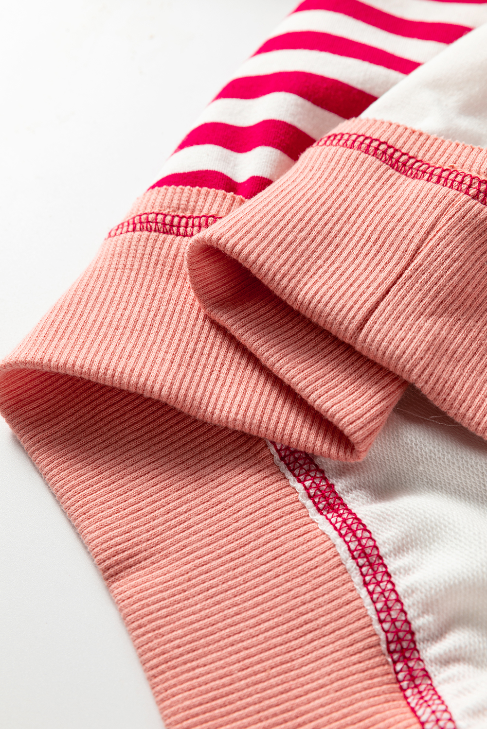 Plus Size Red Stripe Color Block Patchwork Seam Detail  Sweatshirt