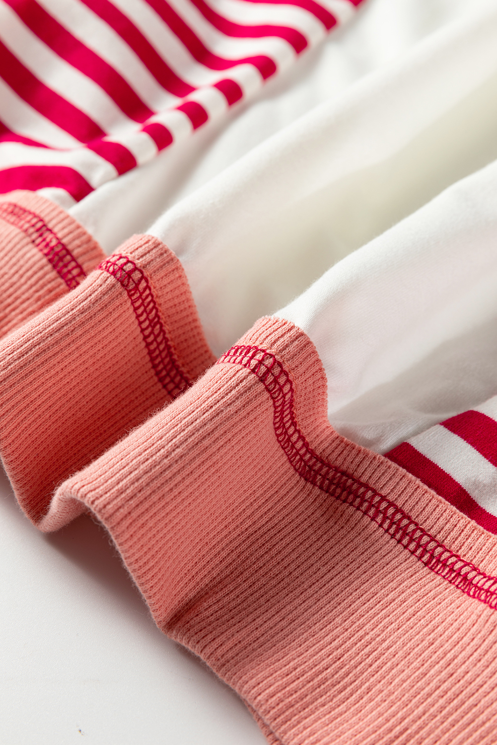 Plus Size Red Stripe Color Block Patchwork Seam Detail  Sweatshirt