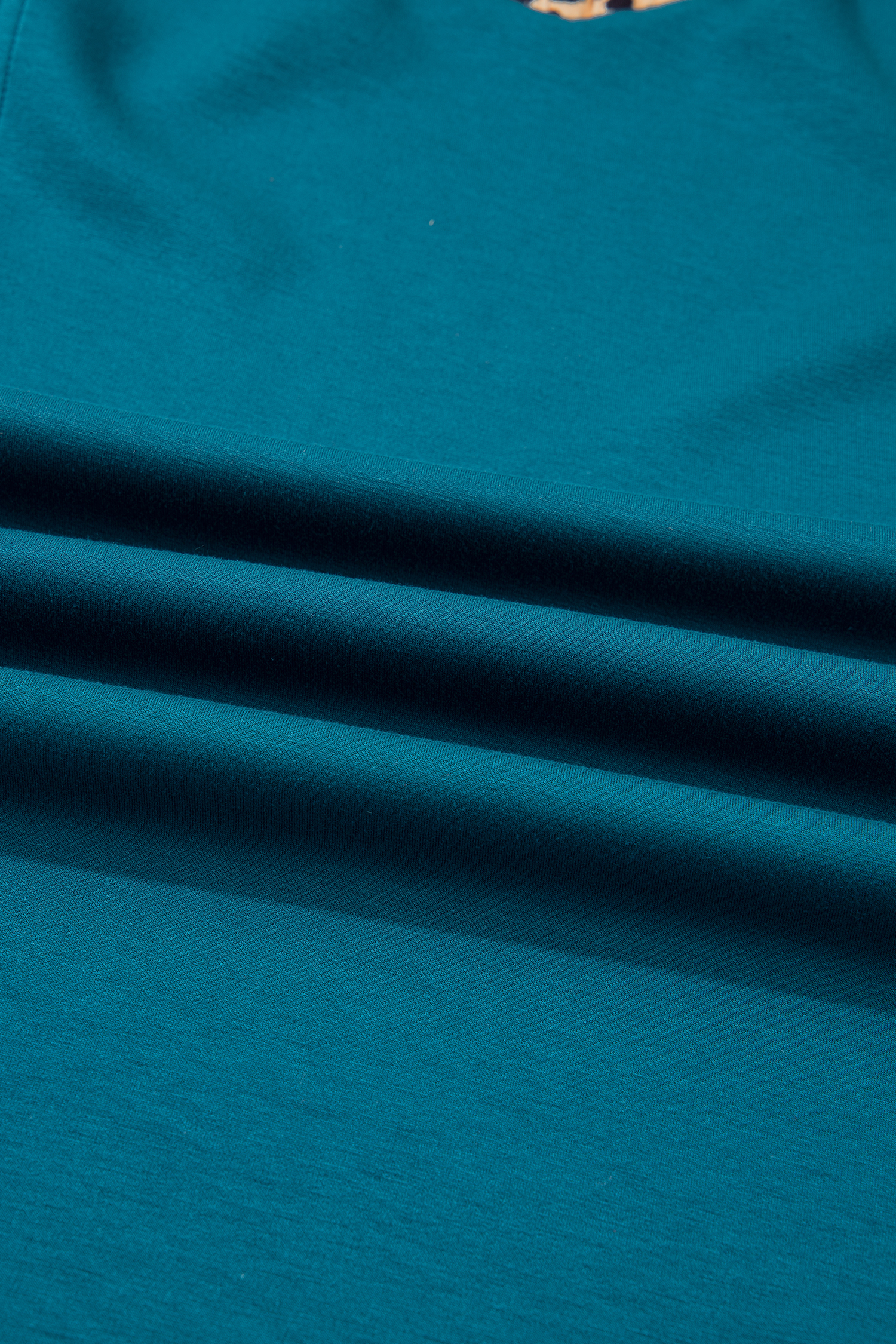 Plus Size Sea Green Leopard Patchwork Detail Quarter Zip Collared  Mini Dress