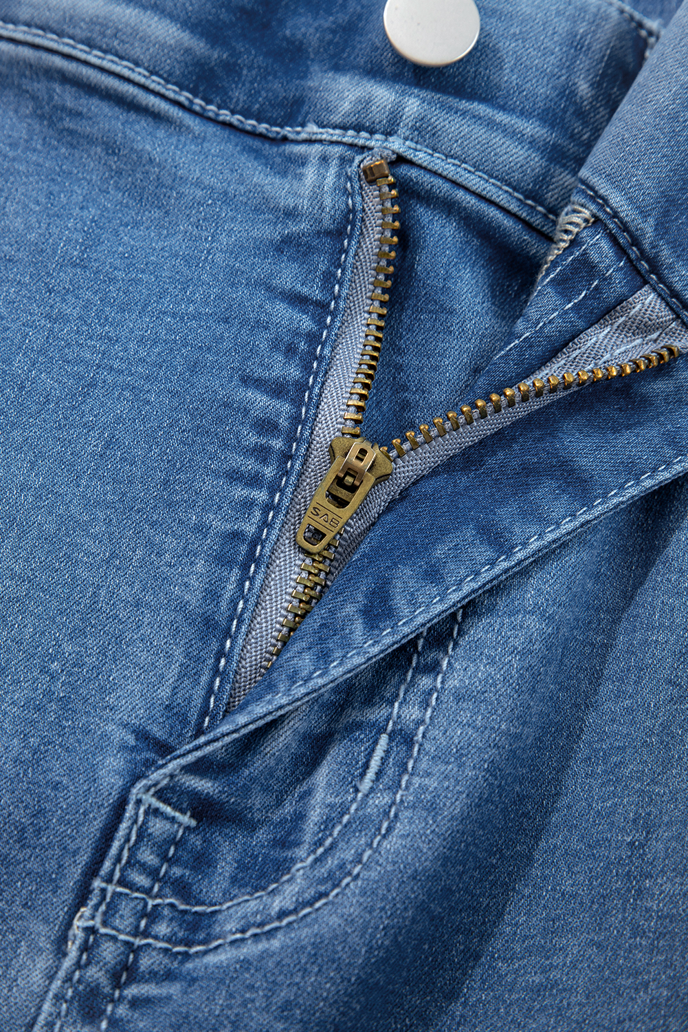 Plus Size Ashleigh Blue  Elastic Waist Ruffled Wide Leg Denim Pants