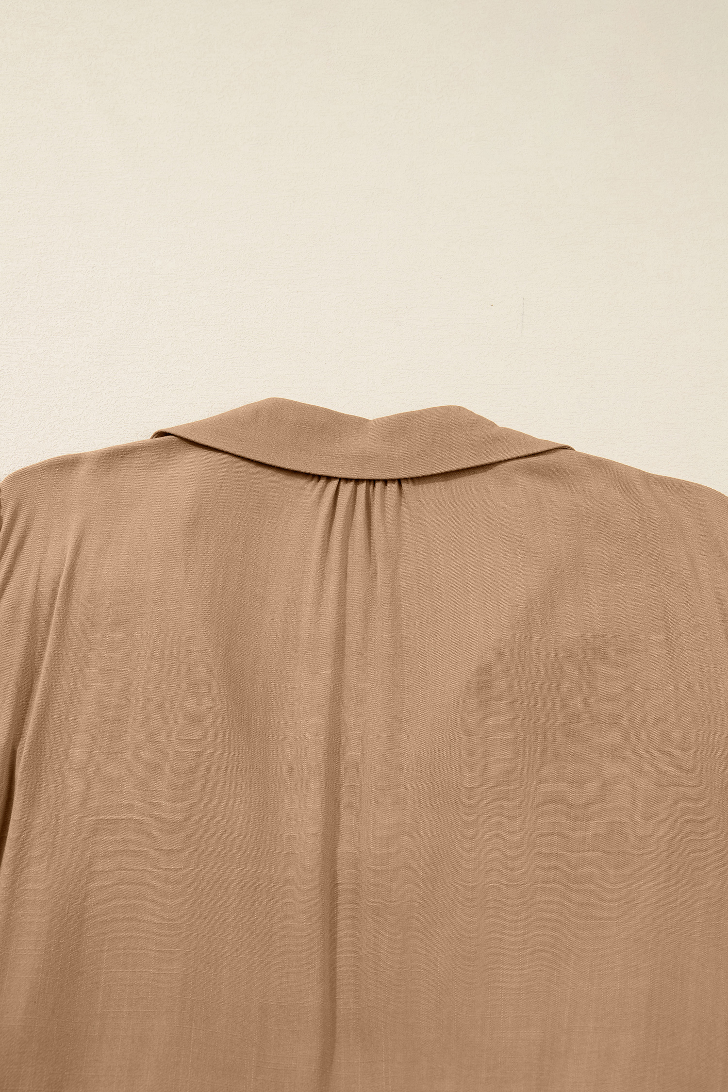 Plus Size Chestnut Smocked V Neckline Leopard Piping Accent Bracelet  Long Dress