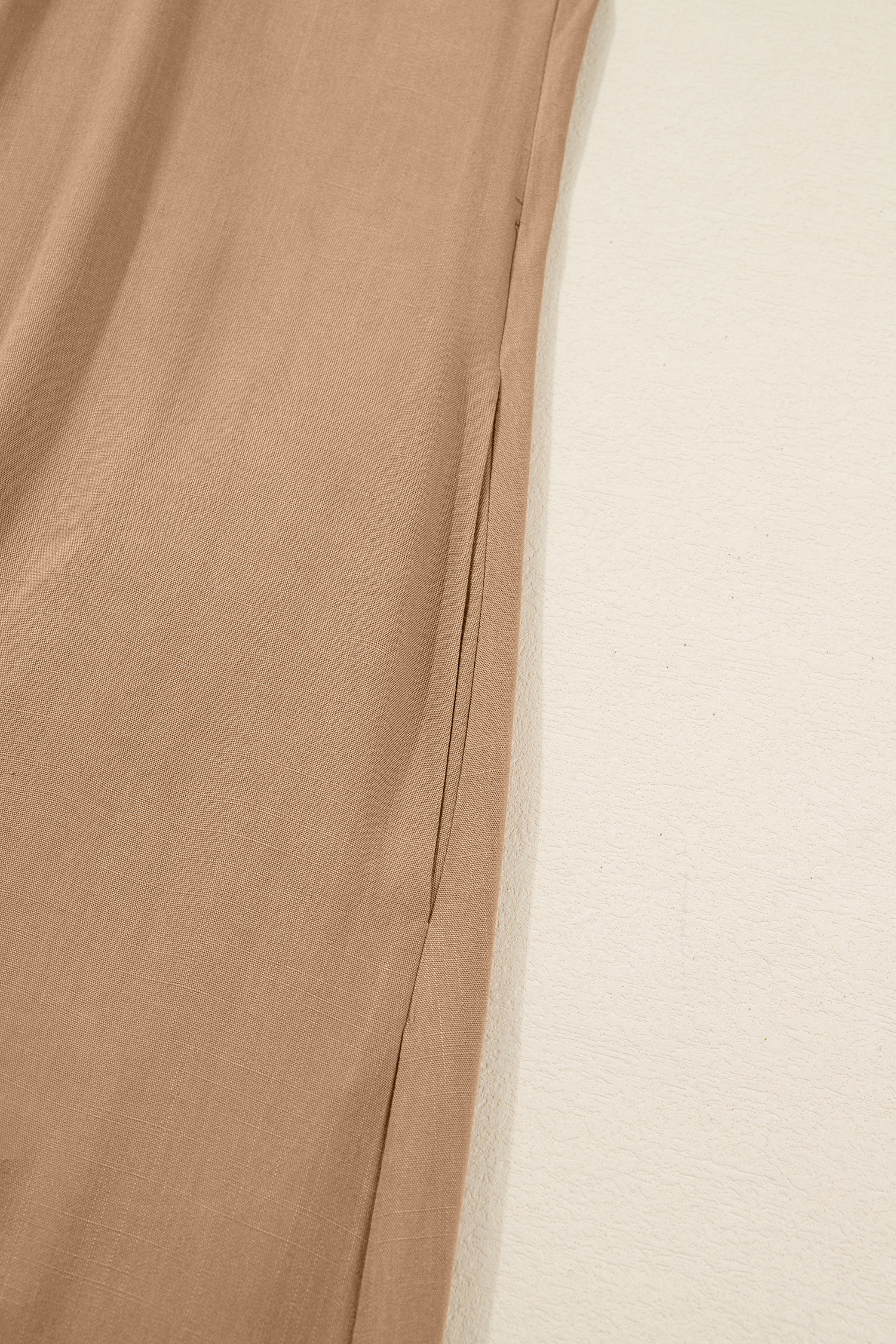 Plus Size Chestnut Smocked V Neckline Leopard Piping Accent Bracelet  Long Dress