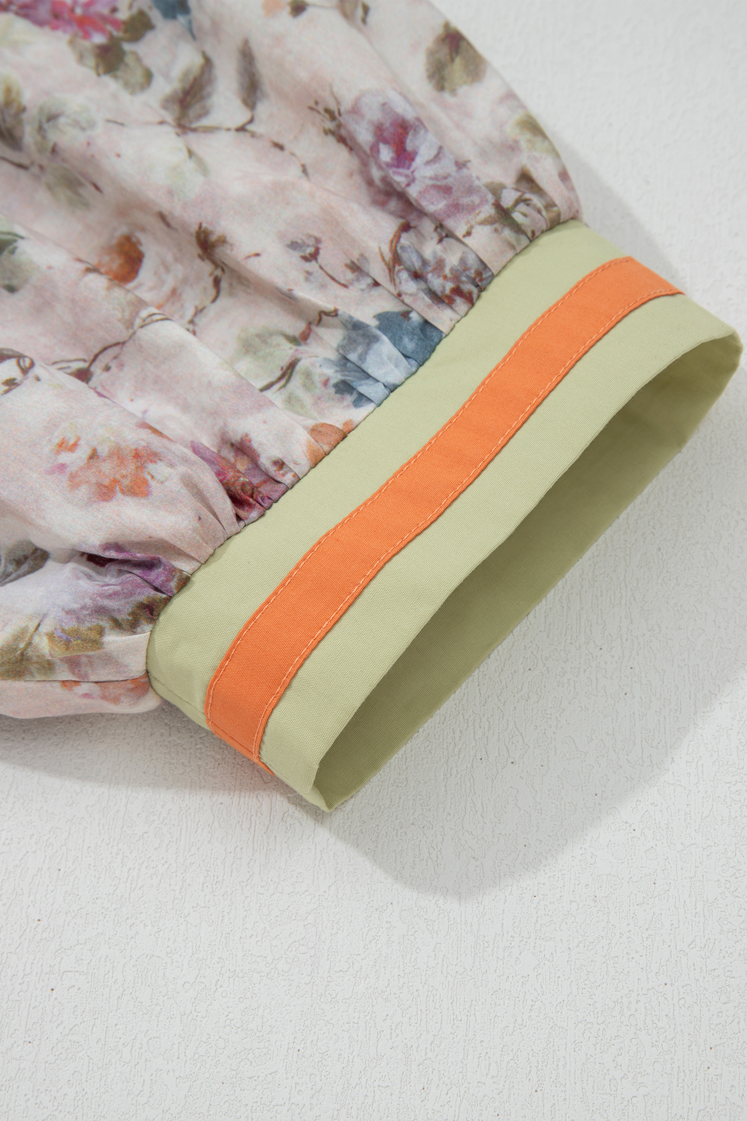 Plus Size Black  Floral Print Contrast Trim Striped Detail Babydoll Blouse