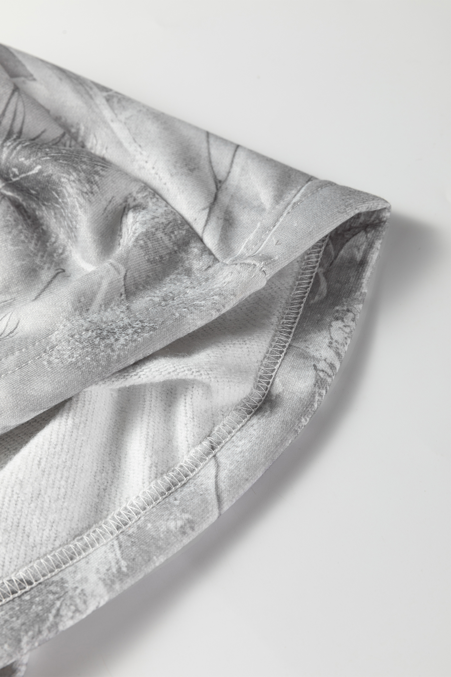 Plus Size Gray  Camouflage Woodland Print Oversized Sporty Hoodie