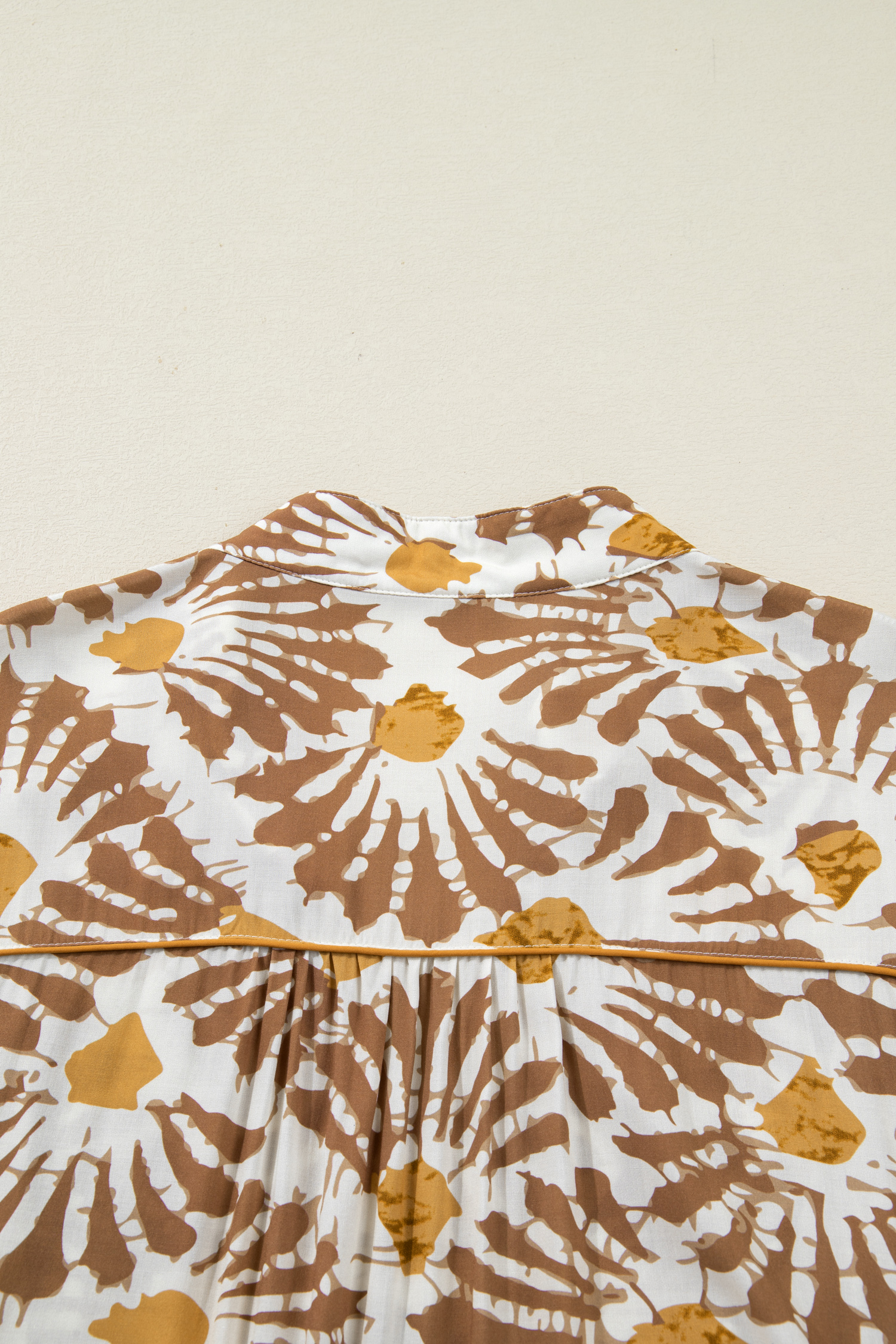 Plus Size Khaki Abstract Plant Print Loose  Long Dress