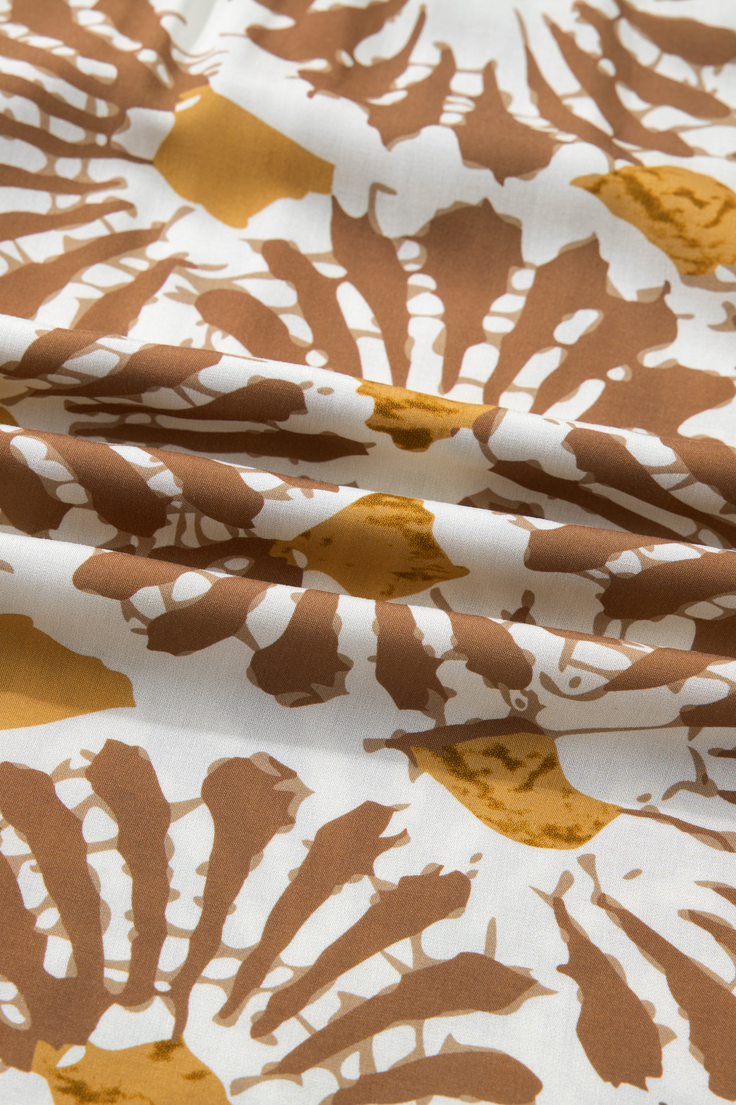 Plus Size Khaki Abstract Plant Print Loose  Long Dress