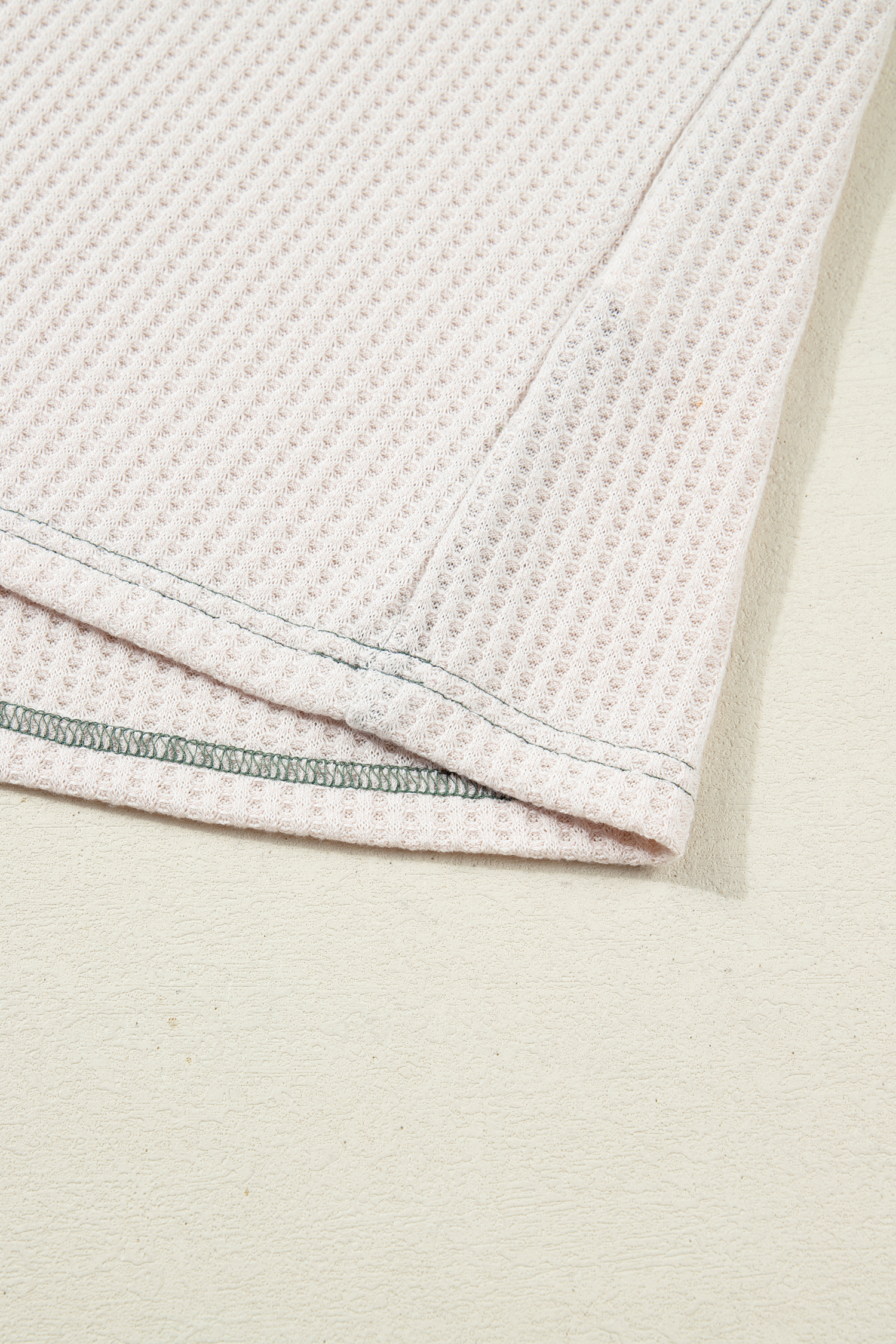 Plus Size Mist Green  Waffled Color Block Long Sleeve Top