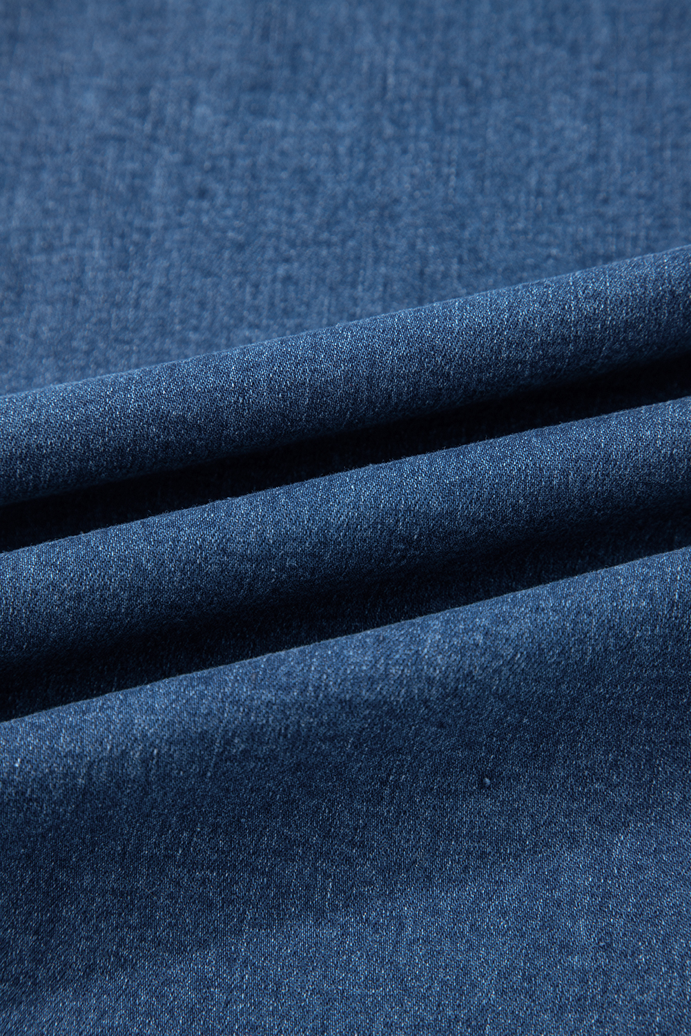 Plus Size Sail Blue  Elastic Waist Ruffled Wide Leg Denim Pants