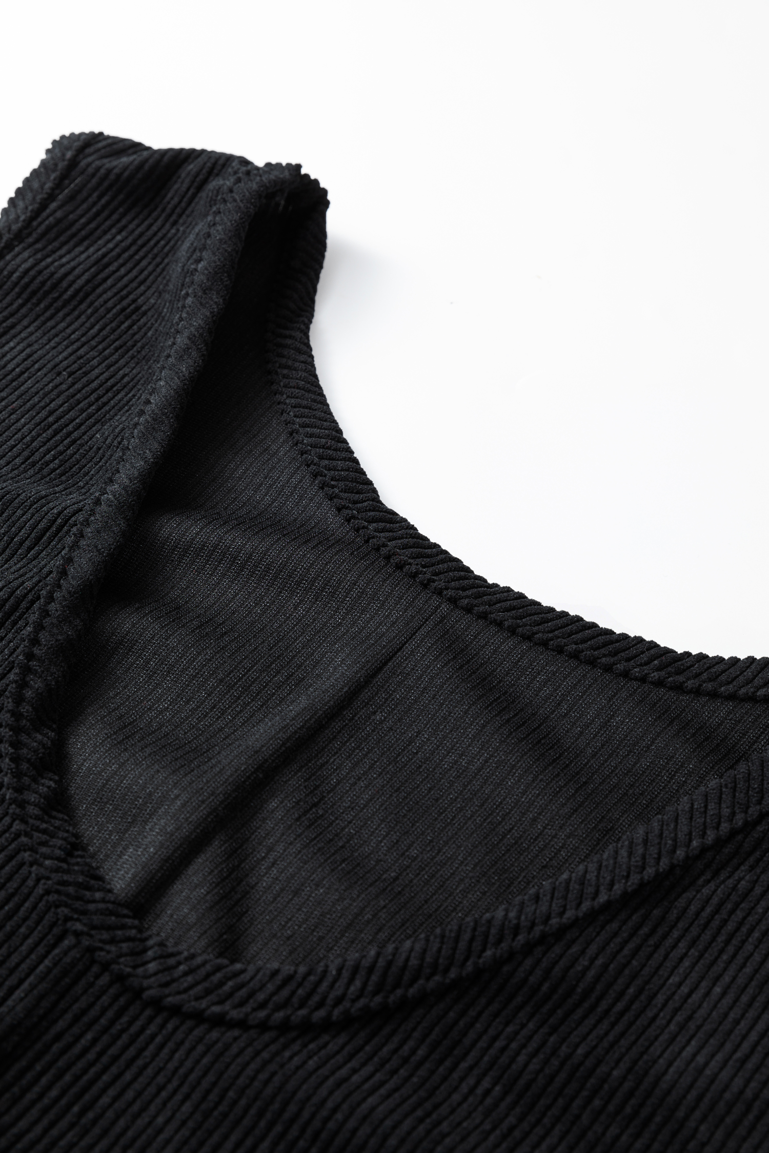 Plus Size Black  Corduroy Patch Pocket Sleeveless Mini Dress