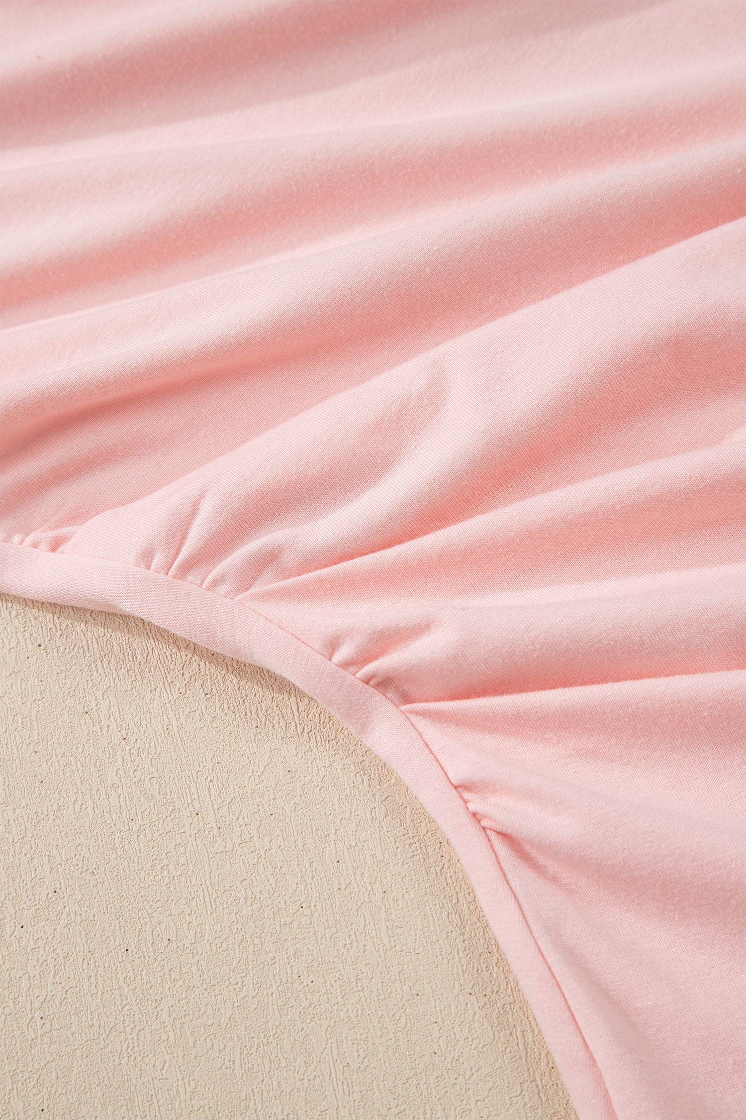 Plus Size Gossamer Pink  Solid Color Asymmetric Neck Short Sleeve Blouse