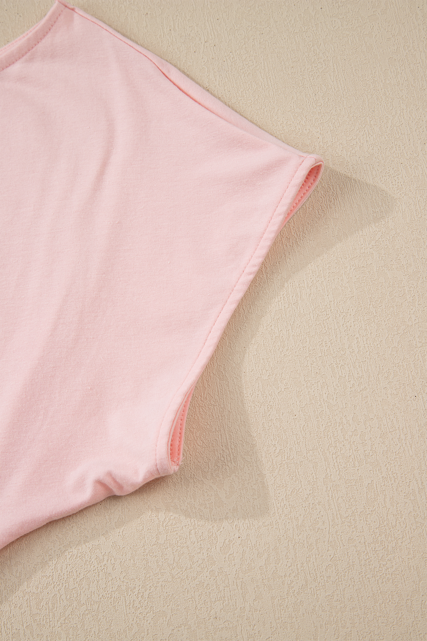 Plus Size Gossamer Pink  Solid Color Asymmetric Neck Short Sleeve Blouse