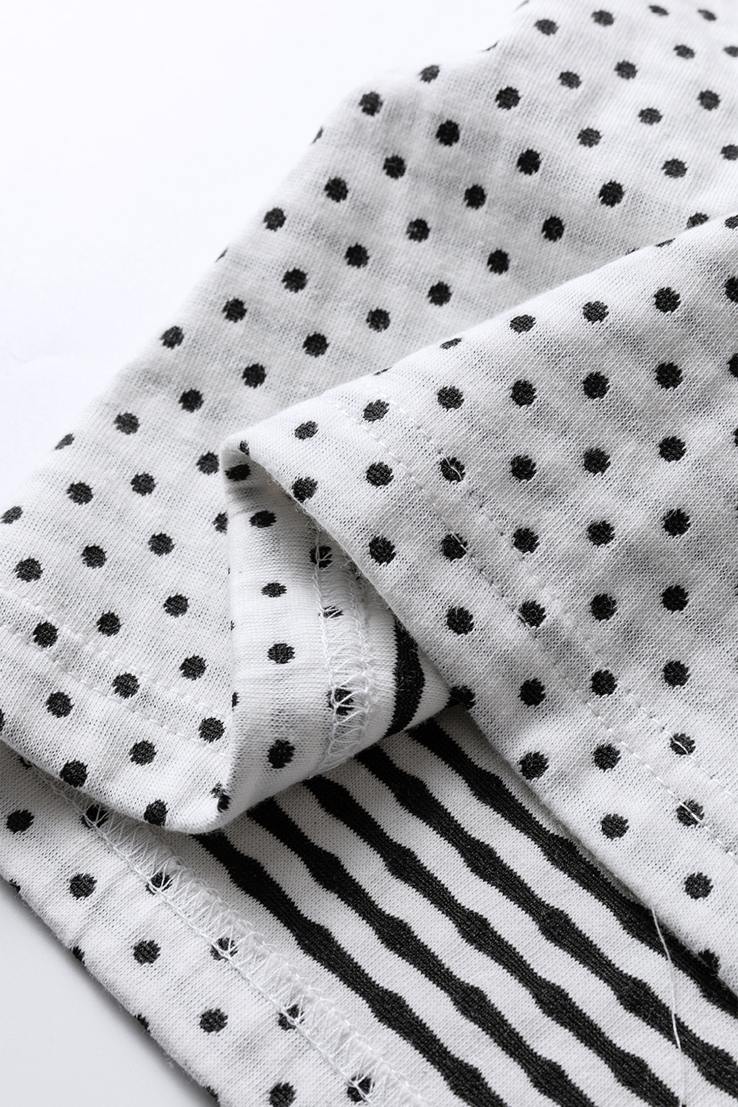 Plus Size Beige  Dot Print Striped Patchwork Long Sleeve Henley Top