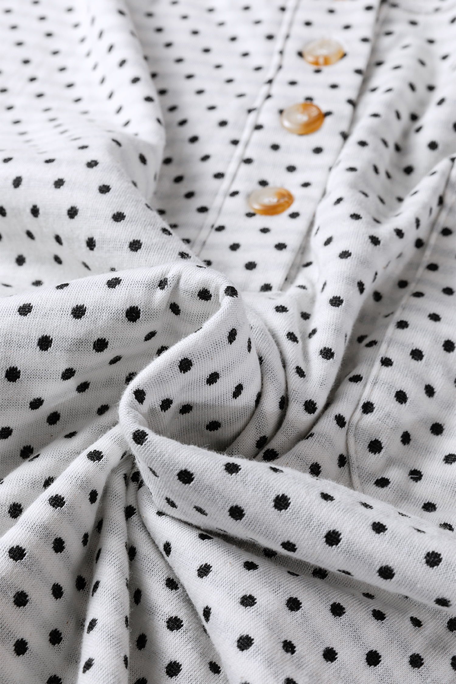 Plus Size Beige  Dot Print Striped Patchwork Long Sleeve Henley Top