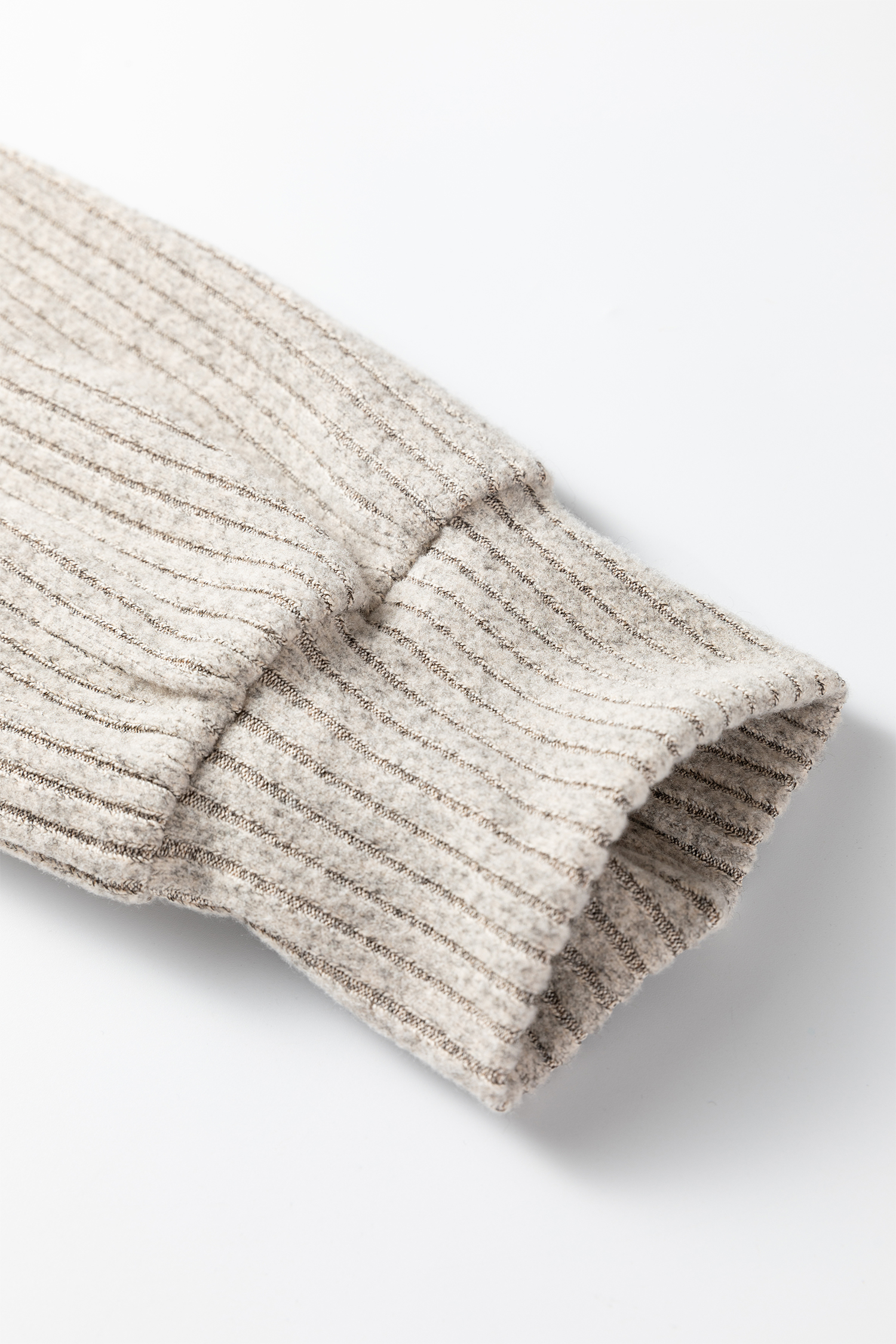 Plus Size Simply Taupe  Ribbed Knit Kangaroo Pocket Henley Long Sleeve Top