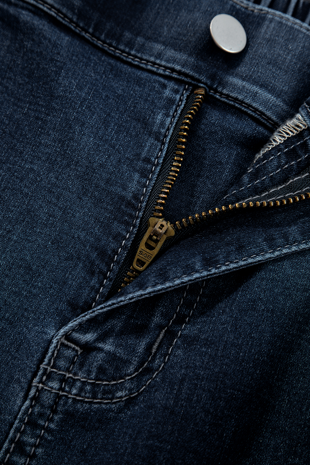 Plus Size Dirty blue  Elastic Waist Ruffled Wide Leg Denim Pants