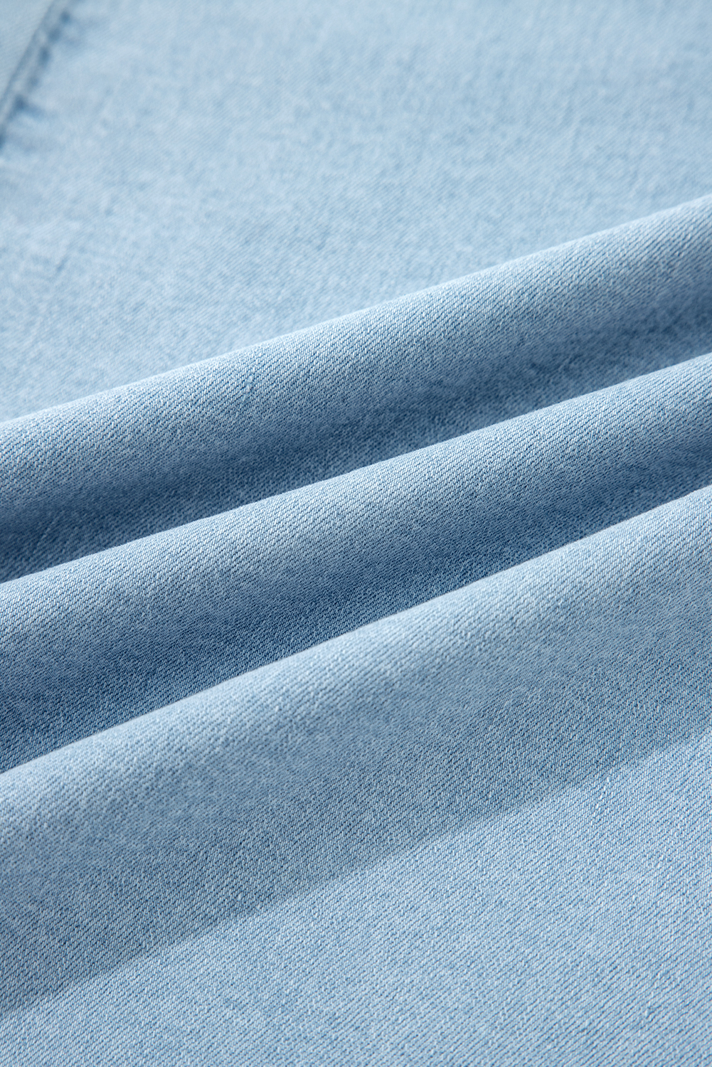 Plus Size Beau Blue  Elastic Waist Ruffled Wide Leg Denim Pants