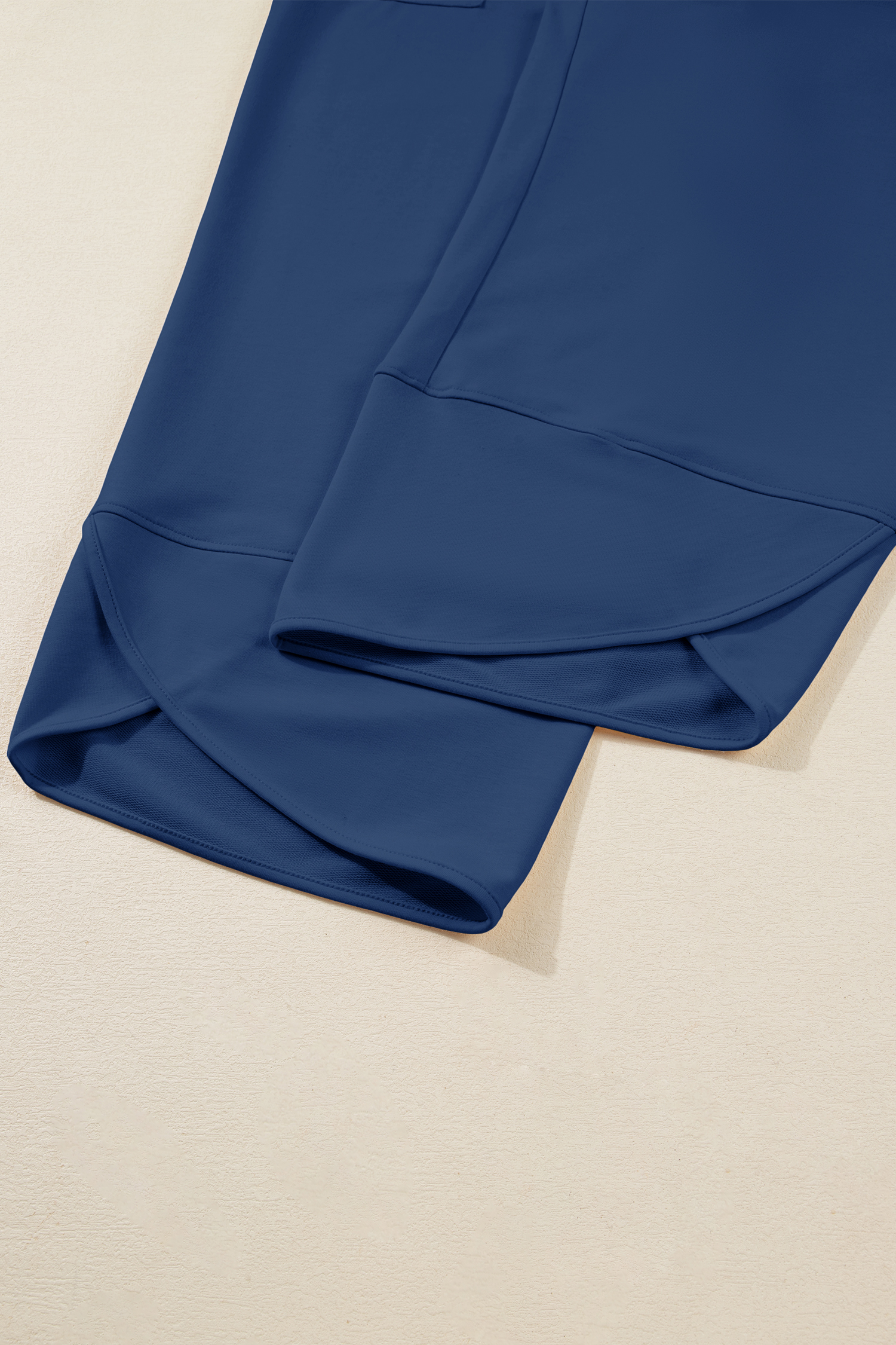 Plus Size Sail Blue  Elastic Waist Asymmetrical Hem Loose Capris Pants