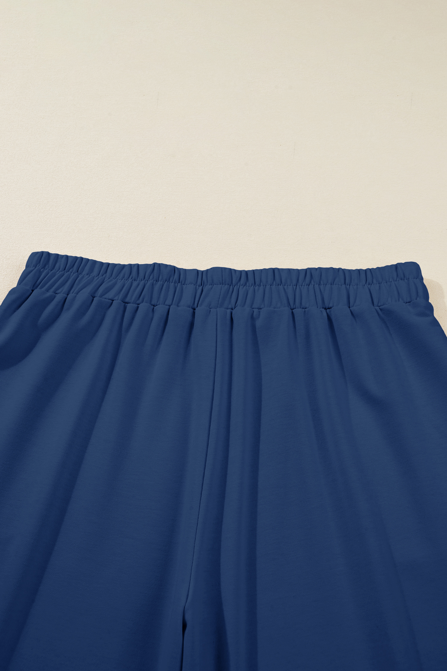 Plus Size Sail Blue  Elastic Waist Asymmetrical Hem Loose Capris Pants