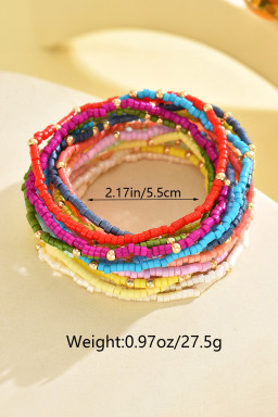 Gold 19pcs Multicolor Boho Bead Stretch Bracelet Set