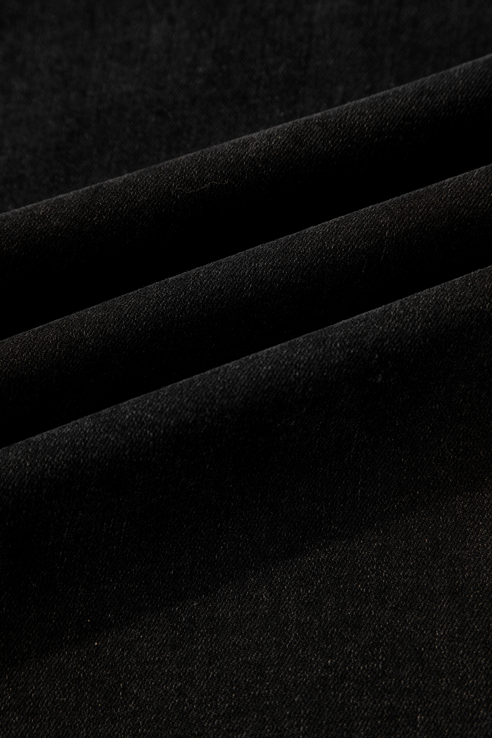 Plus Size Black  Elastic Waist Ruffled Wide Leg Denim Pants