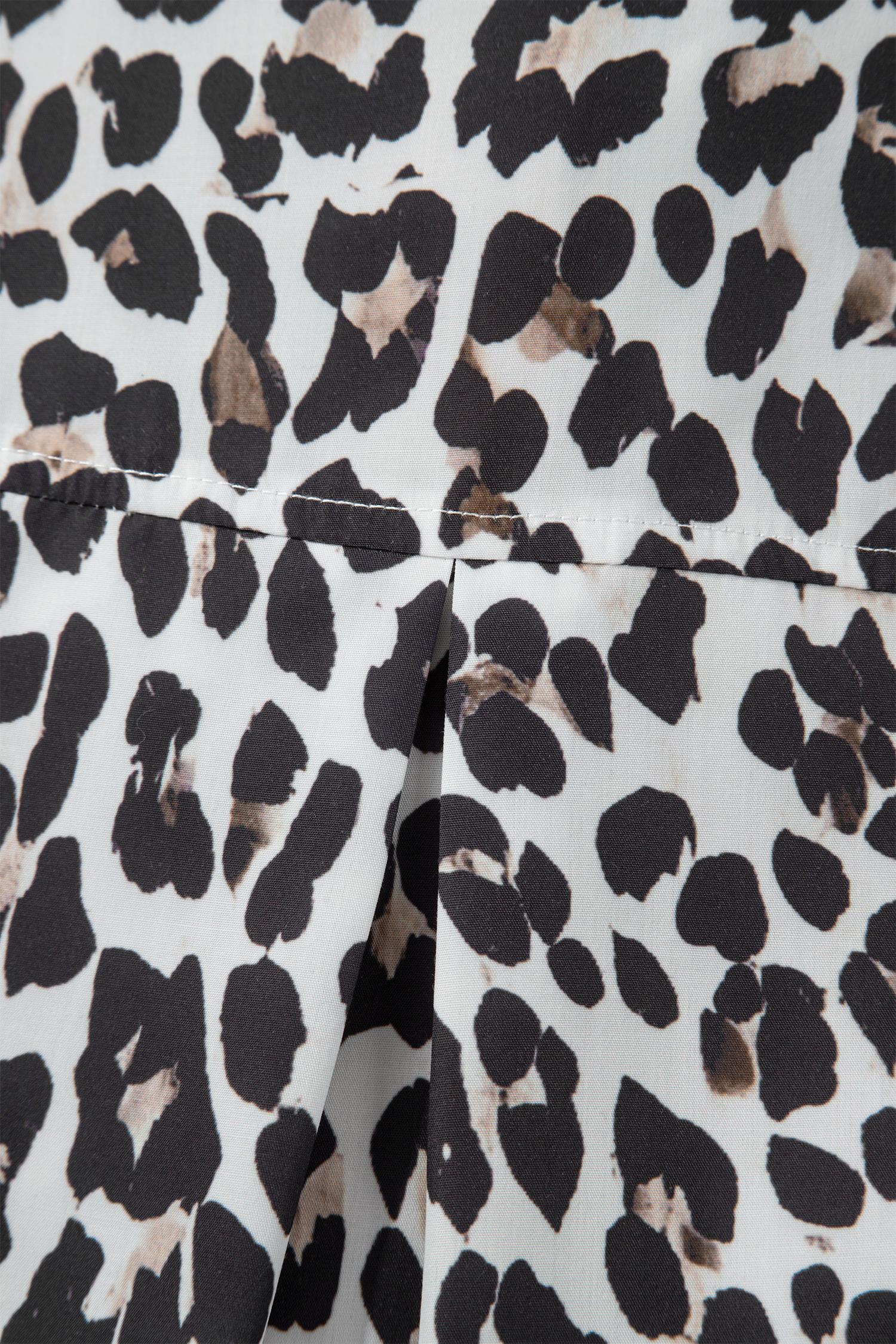 Multicolour Leopard Print Contrast Trim Button Split Neck Plus Long Sleeve Top