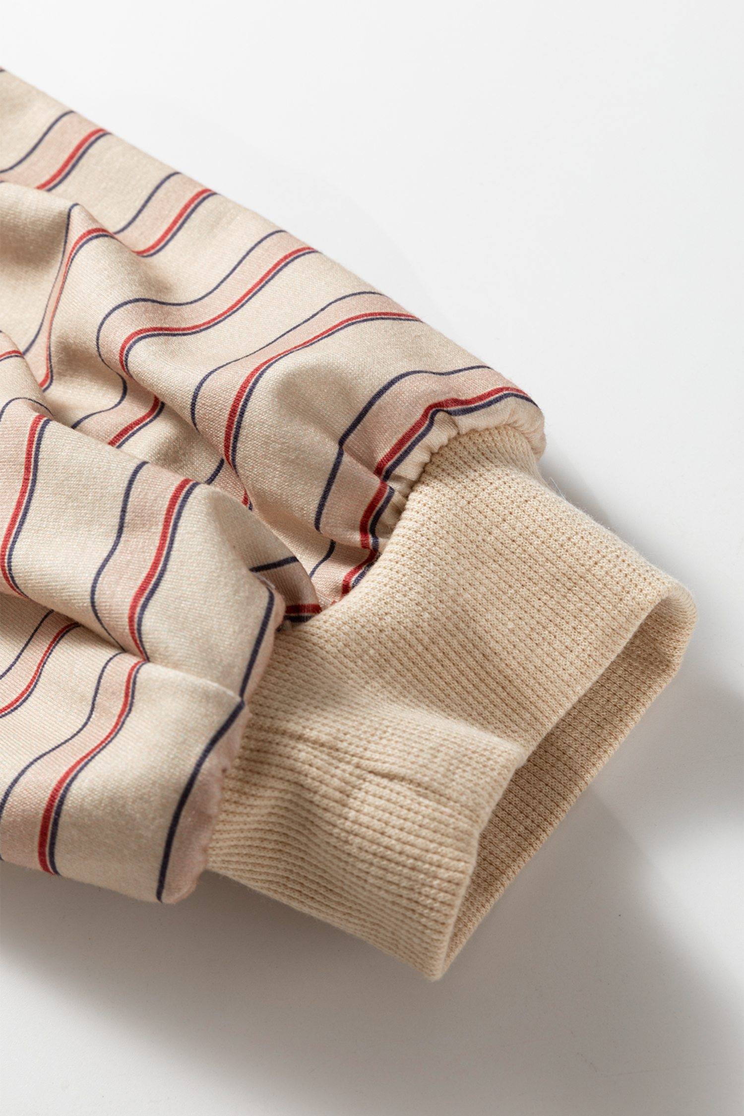 Plus Size Parchment Striped Raglan Sleeve Notched Neck Raw Edge  Jumper